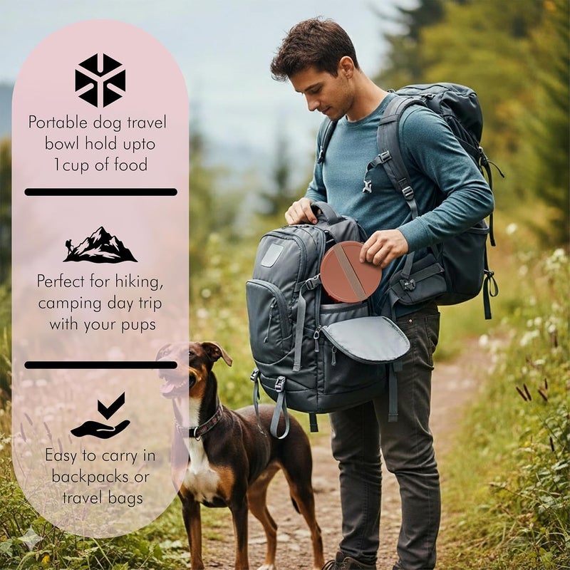 Barkin' Trails Barkin’ Trails Travel Dog Bowls, Portable Outdoor Water, BPA-Free, Food Grade Plastic Dog Travel Bowl, Camping Essentials & Container (Mocha) - Image 5
